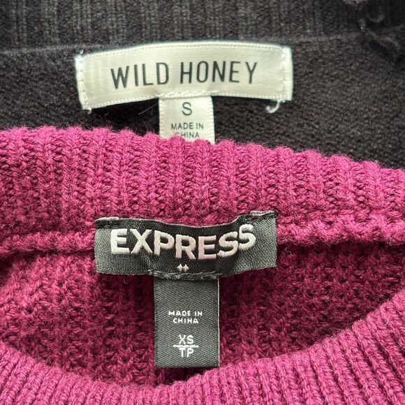 Express Women Cropped Sweater LOT Tattered Stars Stripes Preppy Grunge XS/S J137 - Picture 10 of 12